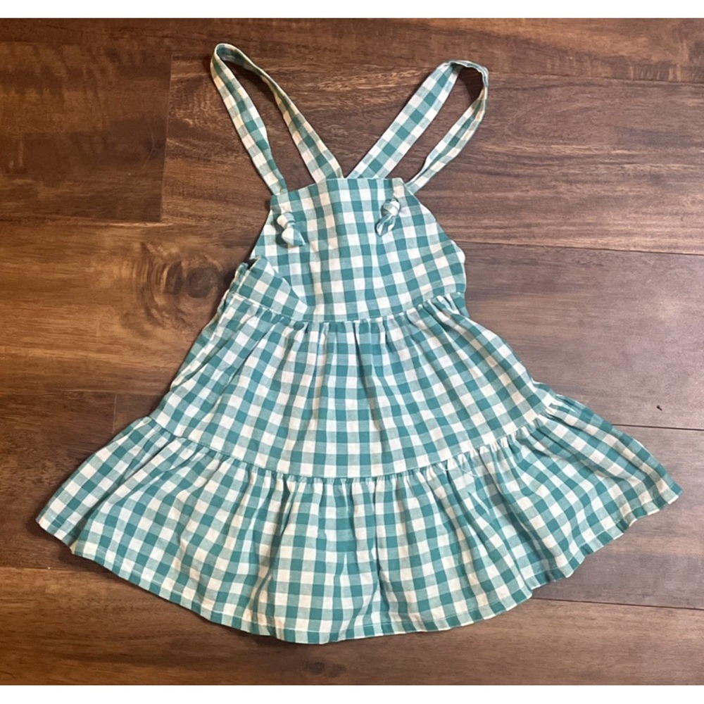 Cocote Baby Sundress Gingham Dress White Green Teal Girls Size 3